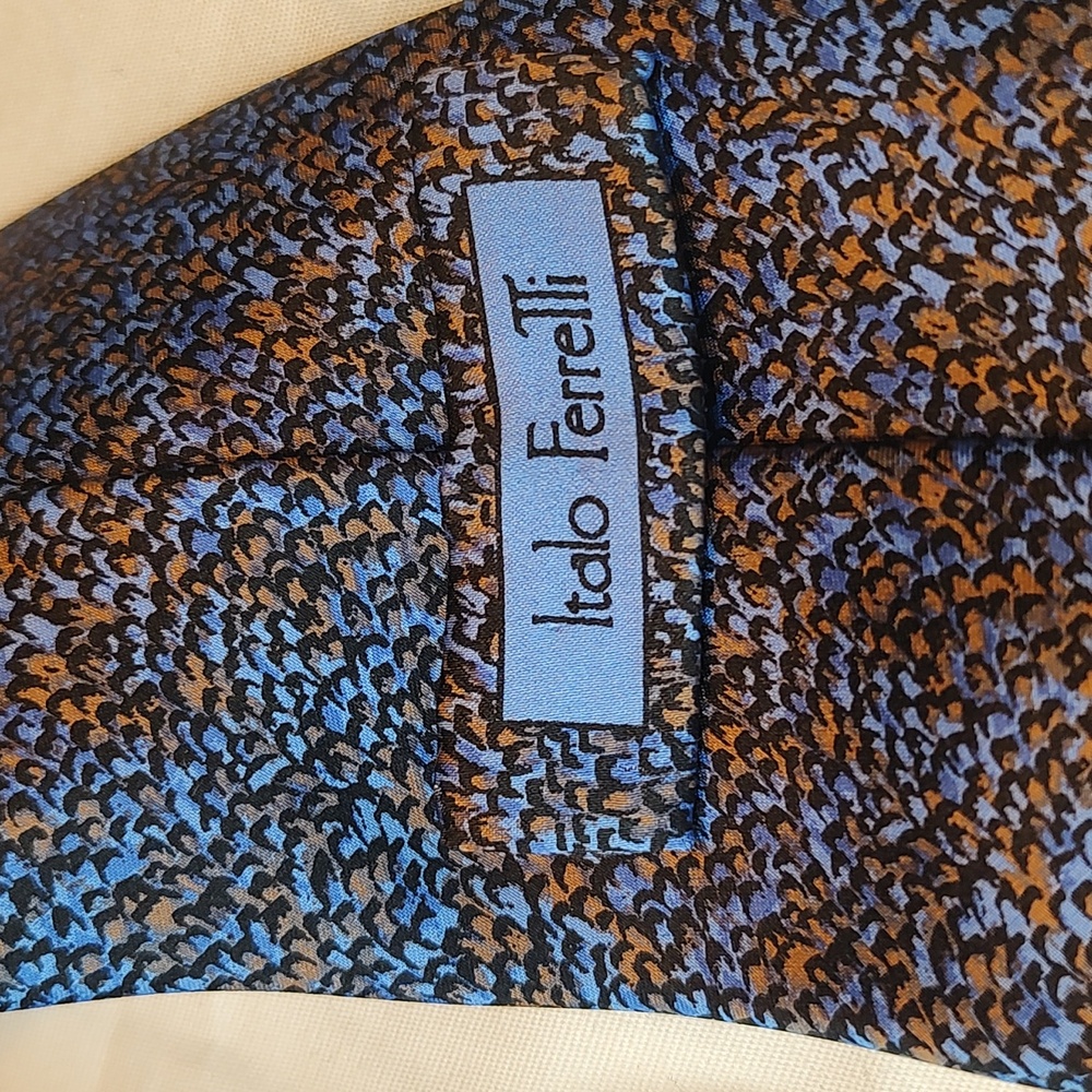 Italo Ferretti Silvia Marina Blue and Brown handmade in Italy tie - Picture 5 of 7